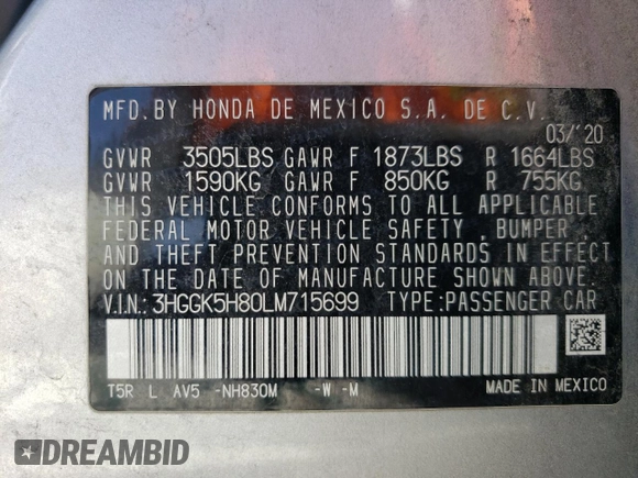 2020 Honda Fit EX with VIN 3HGGK5H80LM715699, listed as a Copart auction lot 52310625 with 70,523 mi miles and Salvage Title. Bid and sale history available at carsss.com. Image 15.