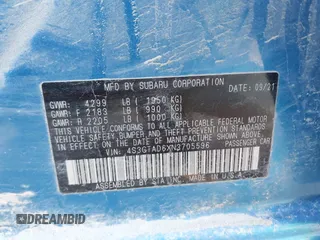 2022 Subaru Impreza Premium с VIN 4S3GTAD6XN3705596, выставлен на аукционе IAAI как лот 41805251 с пробегом 87 043 миль миль и . История ставок и продаж доступна на DreamBid. Изображение 9.