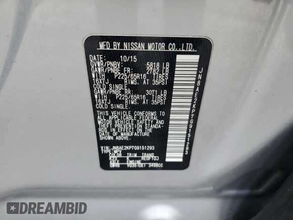2016 Nissan Quest SV z VIN JN8AE2KP7G9151293, wystawiony jako Copart lot #48016985 z przebiegiem 171 691 mil mil oraz Czysty tytuł • Clean title. Historia ofert i sprzedaży dostępna na DreamBid. Obrazek 13.