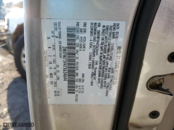 2007 Mercury Grand Marquis LS with VIN 2MEFM75V47X634644, listed as a Copart auction lot 45924655 with 144,640 mi miles and Salvage Title. Bid and sale history available at carsss.com. Image 15.
