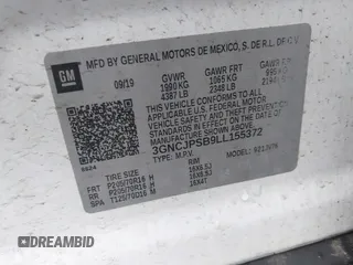 2020 Chevrolet Trax LT with VIN 3GNCJPSB9LL155372, listed as a IAAI auction lot 42357337 with 71,445 mi miles and . Bid and sale history available at DreamBid. Image 9.