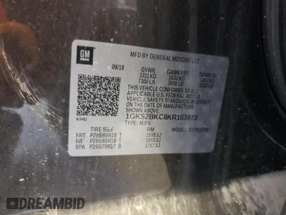 2019 GMC Yukon SLT with VIN 1GKS2BKC8KR163973, listed as a Copart auction lot 59042214 with 119,269 mi miles and Salvage Title. Bid and sale history available at carsss.com. Image 14.