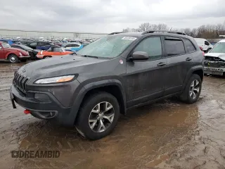 2014 Jeep Cherokee Trailhawk with VIN 1C4PJMBB6EW310613, listed as a Copart auction lot 46438185 with 122,113 mi miles and Salvage Title. Bid and sale history available at carsss.com. Image 1.