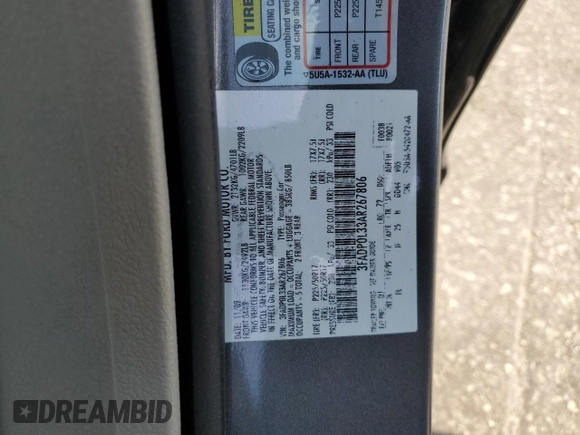 2010 Ford Fusion Hybrid z VIN 3FADP0L33AR267806, wystawiony jako Copart lot #55952815 z przebiegiem 146 912 mil mil oraz Szkoda całkowita • Salvage title. Historia ofert i sprzedaży dostępna na DreamBid. Obrazek 12.