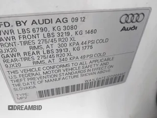 2013 Audi Q7 3.0T Premium Plus with VIN WA1LGAFE1DD004407, listed as a IAAI auction lot 41520086 with 196,557 mi miles. Bid and sale history available at carsss.com. Image 9.