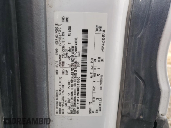 2017 Ford Transit with VIN 1FTYR1YM6HKB11030, listed as a Copart auction lot 87198464 with 173,848 mi miles and Salvage title. Bid and sale history available at DreamBid. Image 13.