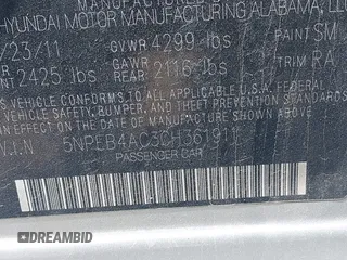 2012 Hyundai Sonata GLS with VIN 5NPEB4AC3CH361911, listed as a IAAI auction lot 42045923 with 130,953 mi miles. Bid and sale history available at carsss.com. Image 9.