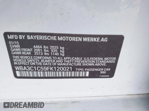 2015 BMW 3 Series 328i с VIN WBA3C1C59FK120021, выставлен на аукционе IAAI как лот 42579388 с пробегом 204 475 миль миль и . История ставок и продаж доступна на DreamBid. Изображение 9.