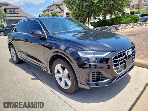 2019 Audi Q8 Premium with VIN WA1AVAF14KD021323, listed as a Copart auction lot 65992915 with 69,379 mi miles and Clean title. Bid and sale history available at DreamBid. Image 1.
