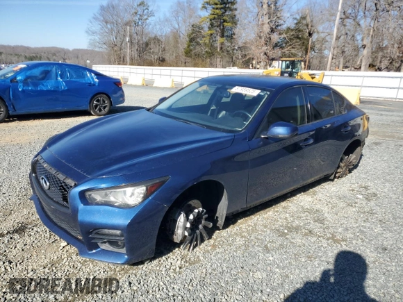 2016 Infiniti Q50 Red Sport 400 with VIN JN1FV7AR5GM450301, listed as a Copart auction lot 87959525 with 102,315 mi miles and Salvage Title. Bid and sale history available at DreamBid. Image 1.
