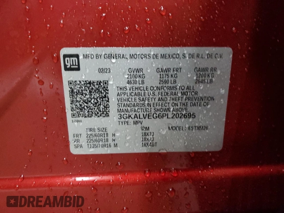 2023 GMC Terrain SLT z VIN 3GKALVEG6PL202695, wystawiony jako Copart lot #41474055 z przebiegiem 17 101 mil mil oraz Szkoda całkowita • Salvage title. Historia ofert i sprzedaży dostępna na DreamBid. Obrazek 13.