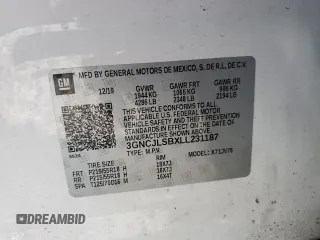 2020 Chevrolet Trax LT with VIN 3GNCJLSBXLL231187, listed as a Copart auction lot 54651745 with 53,903 mi miles and Non repairable. Bid and sale history available at DreamBid. Image 13.