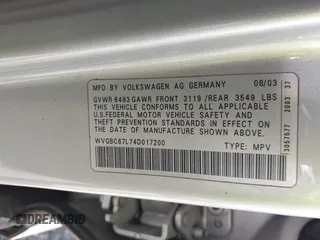 2004 Volkswagen Touareg z VIN WVGBC67L74D017200, wystawiony jako IAAI lot #42305070 z przebiegiem Nie podano mil oraz . Historia ofert i sprzedaży dostępna na DreamBid. Obrazek 9.