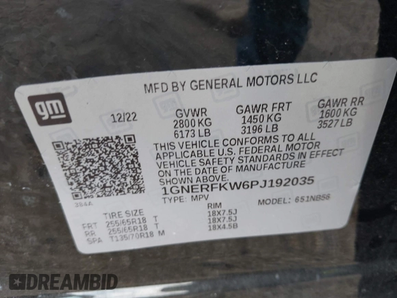 2023 Chevrolet Traverse LS with VIN 1GNERFKW6PJ192035, listed as a IAAI auction lot 42206731 with 12,684 mi miles and . Bid and sale history available at DreamBid. Image 9.