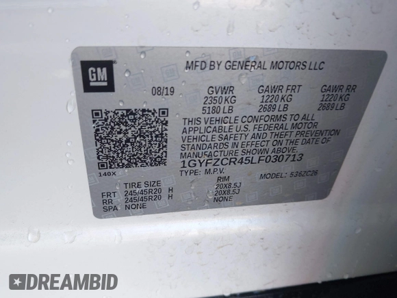 2020 Cadillac XT4 FWD Premium Luxury with VIN 1GYFZCR45LF030713, listed as a IAAI auction lot 42623390 with 48,765 mi miles and . Bid and sale history available at DreamBid. Image 9.