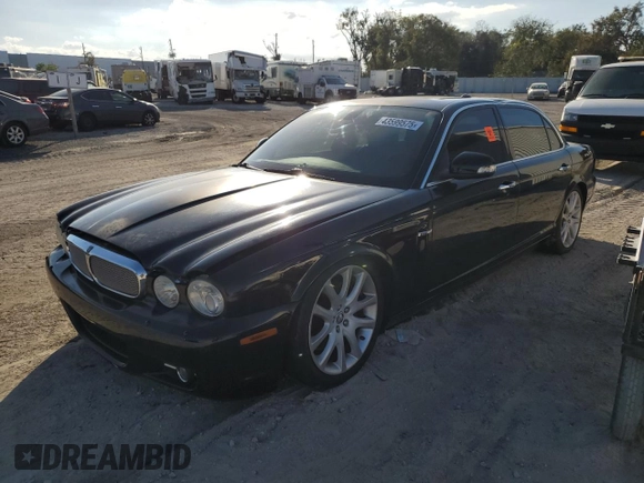 2008 Jaguar XJ with VIN SAJWA79B98SH29042, listed as a Copart auction lot 43599575 with Not Provided miles and Salvage Title. Bid and sale history available at carsss.com. Image 1.