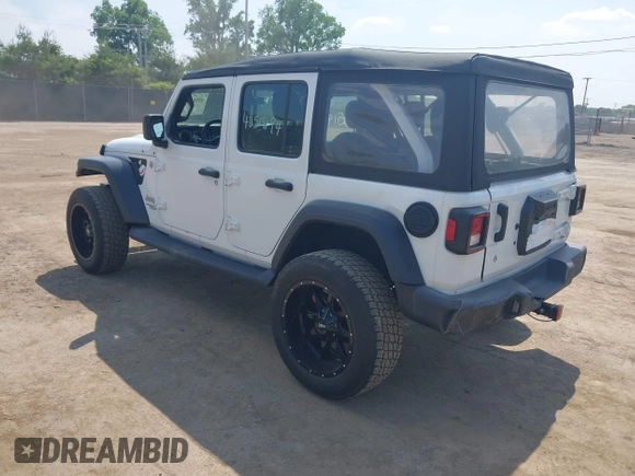 2018 Jeep Wrangler Unlimited Sport S with VIN 1C4HJXDG7JW150038, listed as a IAAI auction lot 42519194 with 113,300 mi miles and . Bid and sale history available at DreamBid. Image 3.