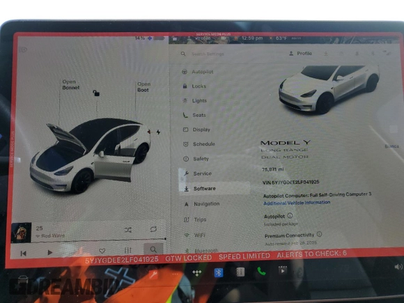 2020 Tesla Model Y Long Range with VIN 5YJYGDEE2LF041925, listed as a Copart auction lot 47092675 with 75,871 mi miles and Salvage Title. Bid and sale history available at DreamBid. Image 9.