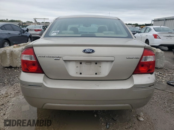 2005 Ford Five Hundred Limited with VIN 1FAFP28135G186278, listed as a Copart auction lot 72727444 with 0 mi miles and Salvage Title. Bid and sale history available at carsss.com. Image 6.