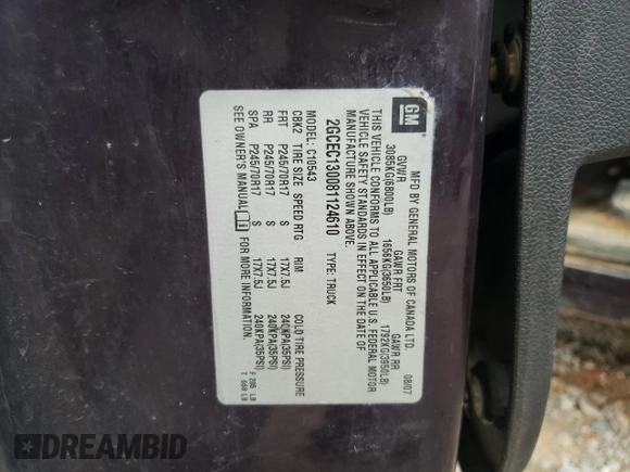 2008 Chevrolet Silverado 1500 1LT with VIN 2GCEC130081124610, listed as a Copart auction lot 45158565 with 327,843 mi miles and Salvage Title. Bid and sale history available at DreamBid. Image 15.