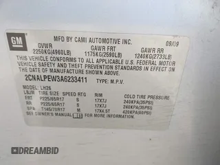 2010 Chevrolet Equinox LT w/2LT with VIN 2CNALPEW3A6233411, listed as a IAAI auction lot 41939911 with 153,004 mi miles. Bid and sale history available at carsss.com. Image 9.