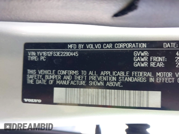 2014 Volvo S60 T5 z VIN YV1612FS3E2290445, wystawiony jako IAAI lot #41615450 z przebiegiem Nie podano mil oraz . Historia ofert i sprzedaży dostępna na DreamBid. Obrazek 9.
