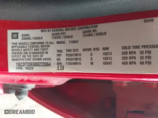 2008 Chevrolet Colorado LT w/1LT with VIN 1GCDT33E088223864, listed as a IAAI auction lot 41952417 with 148,095 mi miles. Bid and sale history available at carsss.com. Image 9.