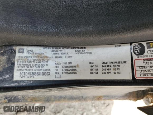 2006 Hummer H3 with VIN 5GTDN136668100003, listed as a Copart auction lot 54823165 with 196,627 mi miles and Clean Title. Bid and sale history available at carsss.com. Image 12.