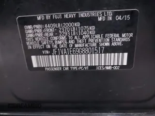 2016 Subaru WRX Premium with VIN JF1VA1E69G8801517, listed as a IAAI auction lot 41558194 with 118,332 mi miles. Bid and sale history available at carsss.com. Image 9.