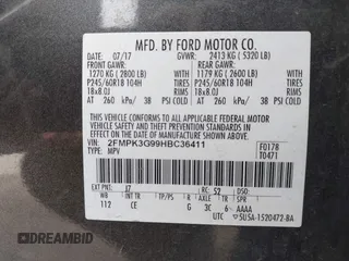 2017 Ford Edge SE с VIN 2FMPK3G99HBC36411, выставлен на аукционе IAAI как лот 41900559 с пробегом 156 501 миль миль и . История ставок и продаж доступна на DreamBid. Изображение 9.