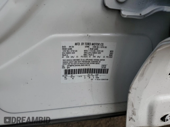2020 Ford Edge Titanium with VIN 2FMPK3K99LBB10615, listed as a Copart auction lot 62351625 with 52,461 mi miles and Non repairable. Bid and sale history available at DreamBid. Image 12.