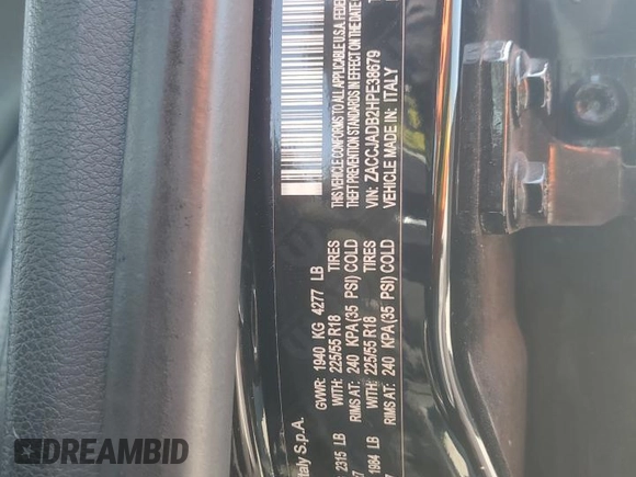 2017 Jeep Renegade Limited with VIN ZACCJADB2HPE38679, listed as a Copart auction lot 57443765 with 190,674 mi miles and Salvage title. Bid and sale history available at DreamBid. Image 12.