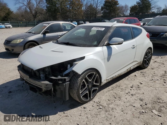 2015 Hyundai Veloster Turbo with VIN KMHTC6AE9FU222633, listed as a Copart auction lot 47554255 with 83,296 mi miles and Salvage title. Bid and sale history available at DreamBid. Image 1.