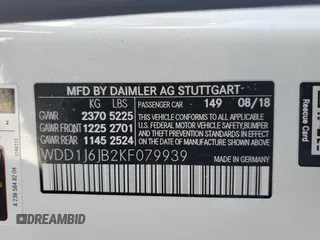 2019 Mercedes-Benz E-Class E 450 with VIN WDD1J6JB2KF079939, listed as a Copart auction lot 89136205 with 38,587 mi miles and Salvage Title. Bid and sale history available at carsss.com. Image 13.