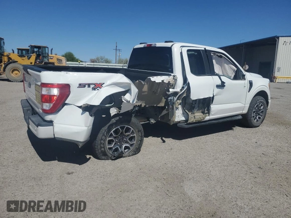 2021 Ford F-150 XL with VIN 1FTEX1EB1MFB29644, listed as a Copart auction lot 59205045 with 65,795 mi miles and Salvage title. Bid and sale history available at DreamBid. Image 3.