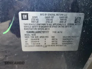 2017 GMC Acadia SLE with VIN 1GKKNLLAXHZ191177, listed as a Copart auction lot 49694455 with 128,002 mi miles and Salvage Title. Bid and sale history available at carsss.com. Image 13.