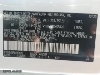2021 Toyota Highlander XSE with VIN 5TDLZRBH2MS063808, listed as a Copart auction lot 47874045 with 57,127 mi miles and Salvage Title. Bid and sale history available at carsss.com. Image 15.