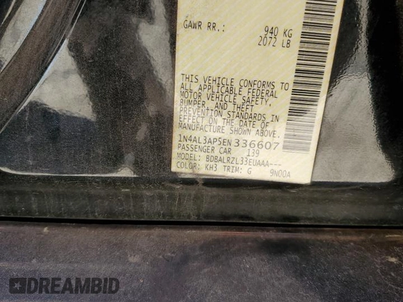 2014 Nissan Altima SL with VIN 1N4AL3AP5EN336607, listed as a Copart auction lot 49053185 with 114,056 mi miles and Salvage Title. Bid and sale history available at DreamBid. Image 12.