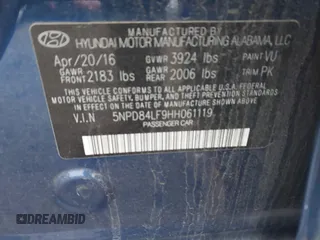 2017 Hyundai Elantra SE with VIN 5NPD84LF9HH061119, listed as a IAAI auction lot 41691304 with 109,518 mi miles and . Bid and sale history available at DreamBid. Image 9.
