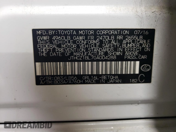 2016 Lexus GS 350 z VIN JTHCZ1BL7GA004288, wystawiony jako Copart lot #42857455 z przebiegiem 89 905 mil mil oraz Szkoda całkowita • Salvage title. Historia ofert i sprzedaży dostępna na DreamBid. Obrazek 12.