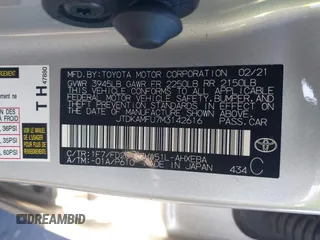 2021 Toyota Prius L Eco with VIN JTDKAMFU7M3142616, listed as a IAAI auction lot 42755833 with 40,542 mi miles and . Bid and sale history available at DreamBid. Image 9.