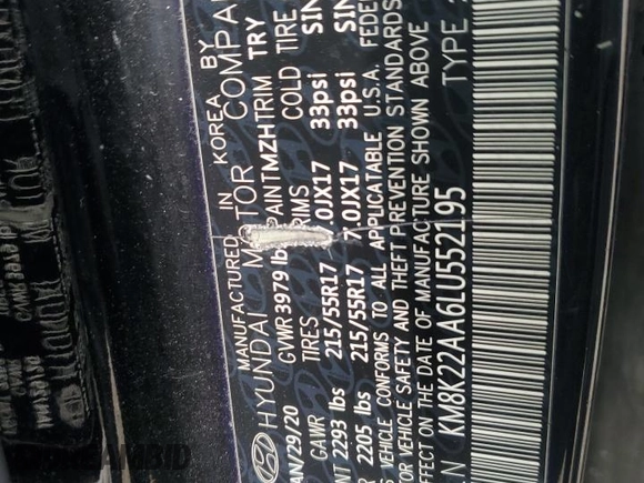 2020 Hyundai Kona SEL with VIN KM8K22AA6LU552195, listed as a Copart auction lot 51321055 with 88,016 mi miles and Salvage Title. Bid and sale history available at DreamBid. Image 13.