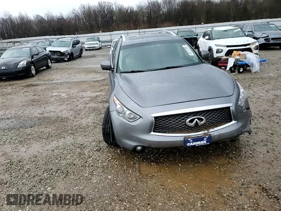 2017 Infiniti QX70 with VIN JN8CS1MW7HM410458, listed as a Copart auction lot 43272385 with 106,311 mi miles and Salvage title. Bid and sale history available at DreamBid. Image 12.