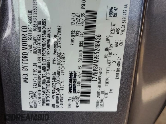 2014 Ford Mustang V6 with VIN 1ZVBP8AM9E5248436, listed as a Copart auction lot 48424915 with 149,205 mi miles and Salvage title. Bid and sale history available at DreamBid. Image 12.
