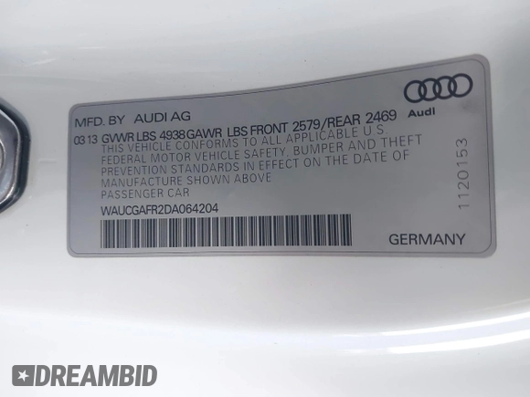 2013 Audi S5 Premium Plus z VIN WAUCGAFR2DA064204, wystawiony jako IAAI lot #42086797 z przebiegiem 113 634 mil mil oraz . Historia ofert i sprzedaży dostępna na DreamBid. Obrazek 9.