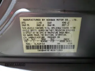2004 Nissan Maxima SL with VIN 1N4BA41E14C871085, listed as a Copart auction lot 81097454 with 174,734 mi miles and Salvage Title. Bid and sale history available at carsss.com. Image 12.