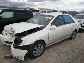 2005 Kia Spectra LX with VIN KNAFE121255201641, listed as a Copart auction lot 88588615 with 186,170 mi miles and Non Repairable. Bid and sale history available at carsss.com. Image 1.