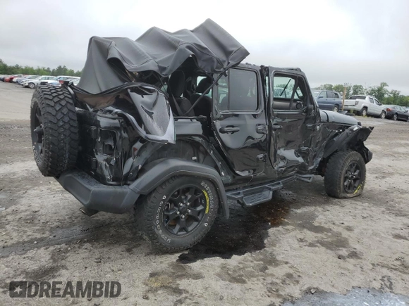 2021 Jeep Wrangler Unlimited Willys Sport with VIN 1C4HJXDN1MW679133, listed as a Copart auction lot 58345635 with 62,375 mi miles and Salvage title. Bid and sale history available at DreamBid. Image 3.