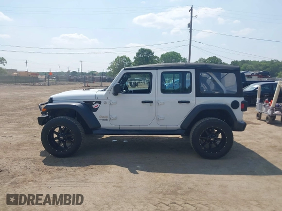 2018 Jeep Wrangler Unlimited Sport S with VIN 1C4HJXDG7JW150038, listed as a IAAI auction lot 42519194 with 113,300 mi miles and . Bid and sale history available at DreamBid. Image 14.