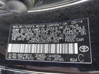 2014 Toyota Prius Four with VIN JTDKN3DU2E0371063, listed as a IAAI auction lot 42041748 with 244,536 mi miles and . Bid and sale history available at carsss.com. Image 9.